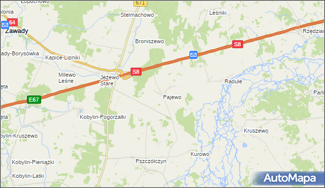 mapa Pajewo, Pajewo na mapie Targeo