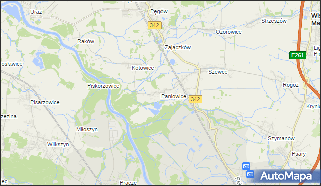 mapa Paniowice, Paniowice na mapie Targeo
