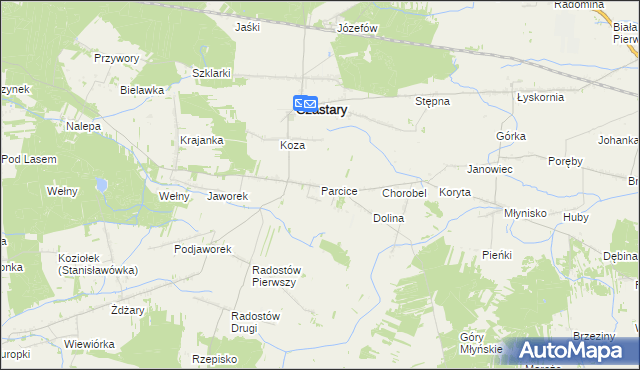 mapa Parcice, Parcice na mapie Targeo