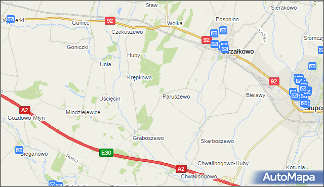 mapa Paruszewo, Paruszewo na mapie Targeo