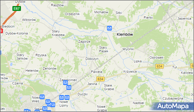 mapa Pasek gmina Klembów, Pasek gmina Klembów na mapie Targeo