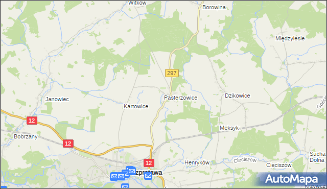 mapa Pasterzowice, Pasterzowice na mapie Targeo