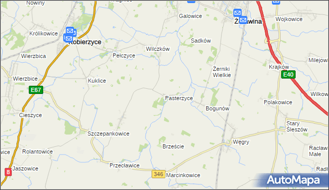 mapa Pasterzyce, Pasterzyce na mapie Targeo