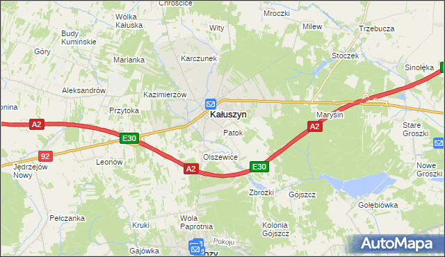 mapa Patok gmina Kałuszyn, Patok gmina Kałuszyn na mapie Targeo