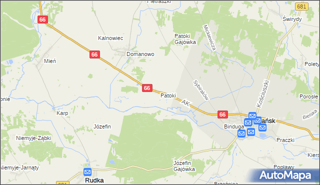 mapa Patoki gmina Brańsk, Patoki gmina Brańsk na mapie Targeo