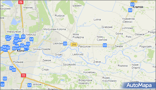 mapa Patrzyków gmina Kramsk, Patrzyków gmina Kramsk na mapie Targeo