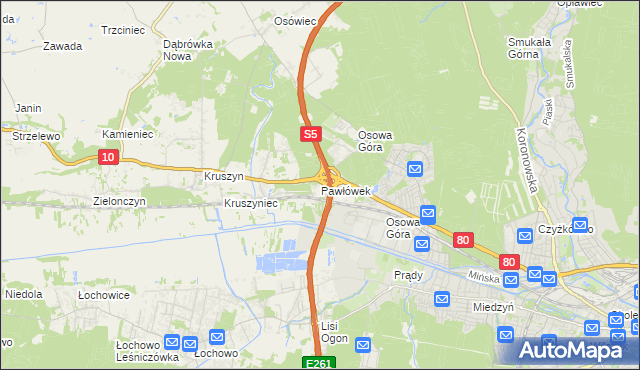 mapa Pawłówek gmina Sicienko, Pawłówek gmina Sicienko na mapie Targeo
