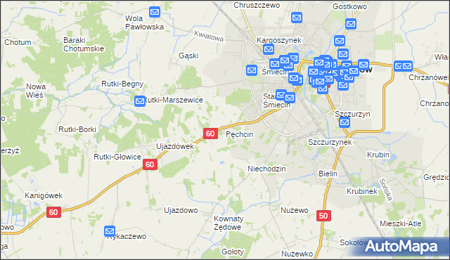 mapa Pęchcin, Pęchcin na mapie Targeo
