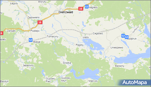 mapa Pęglity, Pęglity na mapie Targeo
