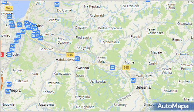 mapa Pewel Mała, Pewel Mała na mapie Targeo
