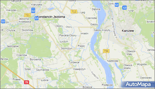mapa Piaski gmina Konstancin-Jeziorna, Piaski gmina Konstancin-Jeziorna na mapie Targeo