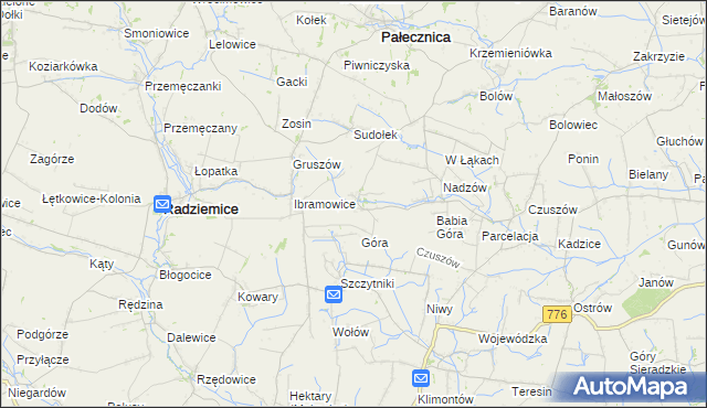 mapa Pieczonogi gmina Pałecznica, Pieczonogi gmina Pałecznica na mapie Targeo