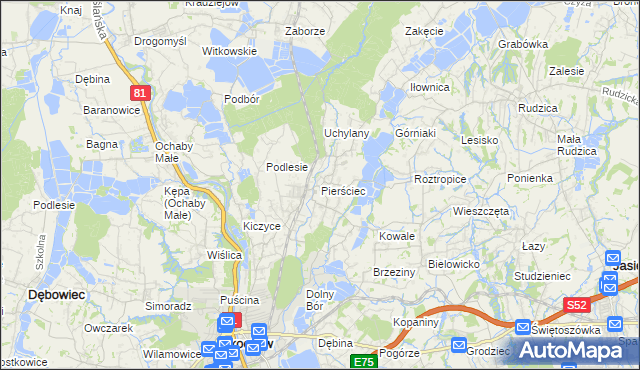 mapa Pierściec, Pierściec na mapie Targeo