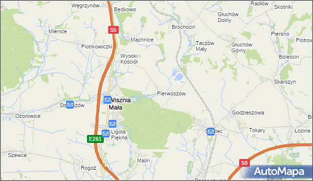 mapa Pierwoszów, Pierwoszów na mapie Targeo