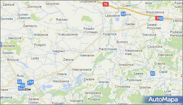 mapa Pierzchów, Pierzchów na mapie Targeo