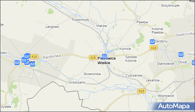 mapa Pietrowice Wielkie, Pietrowice Wielkie na mapie Targeo