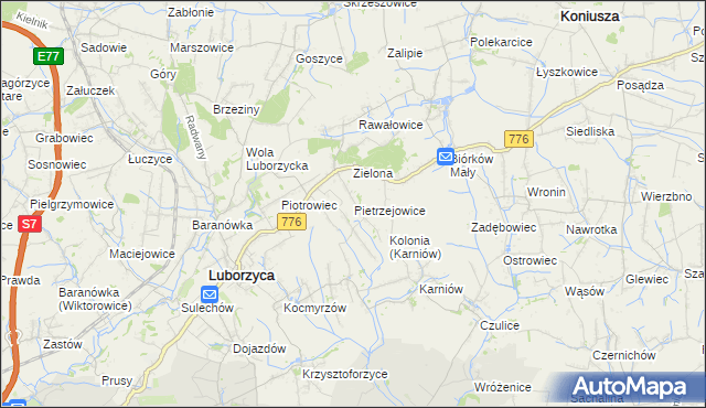 mapa Pietrzejowice, Pietrzejowice na mapie Targeo