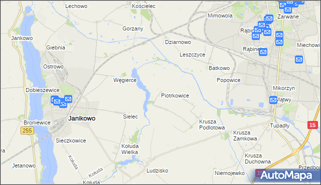 mapa Piotrkowice gmina Inowrocław, Piotrkowice gmina Inowrocław na mapie Targeo
