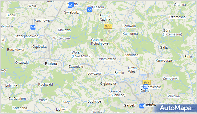 mapa Piotrkowice gmina Tuchów, Piotrkowice gmina Tuchów na mapie Targeo