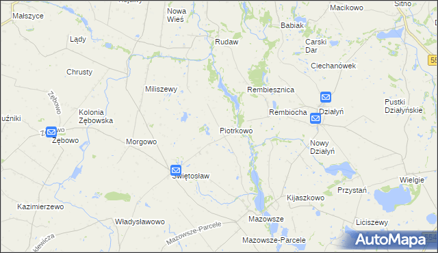 mapa Piotrkowo gmina Ciechocin, Piotrkowo gmina Ciechocin na mapie Targeo