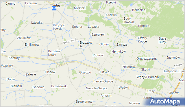 mapa Piotrów gmina Iłów, Piotrów gmina Iłów na mapie Targeo