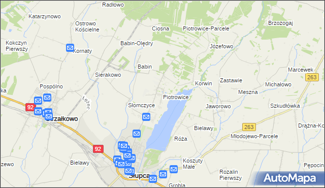 mapa Piotrowice gmina Słupca, Piotrowice gmina Słupca na mapie Targeo