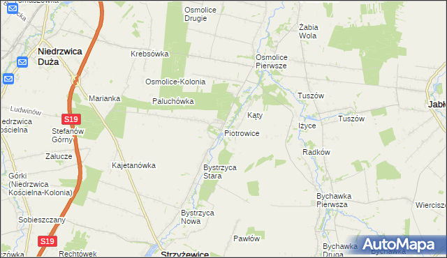 mapa Piotrowice gmina Strzyżewice, Piotrowice gmina Strzyżewice na mapie Targeo