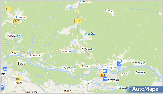 mapa Piotrowo gmina Obrzycko, Piotrowo gmina Obrzycko na mapie Targeo