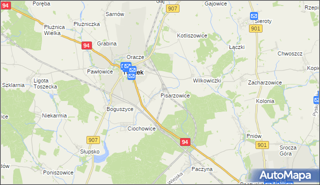 mapa Pisarzowice gmina Toszek, Pisarzowice gmina Toszek na mapie Targeo