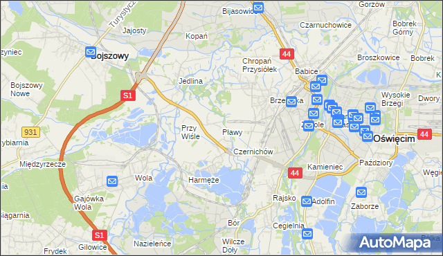 mapa Pławy, Pławy na mapie Targeo