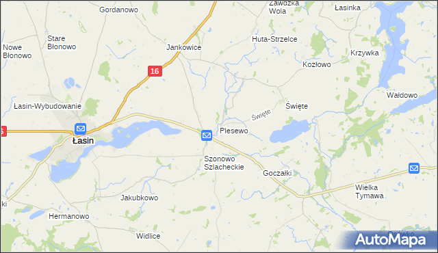 mapa Plesewo, Plesewo na mapie Targeo