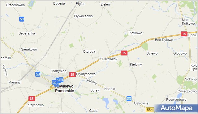 mapa Pluskowęsy gmina Kowalewo Pomorskie, Pluskowęsy gmina Kowalewo Pomorskie na mapie Targeo