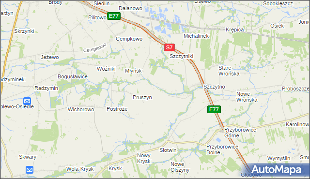mapa Poczernin gmina Płońsk, Poczernin gmina Płońsk na mapie Targeo
