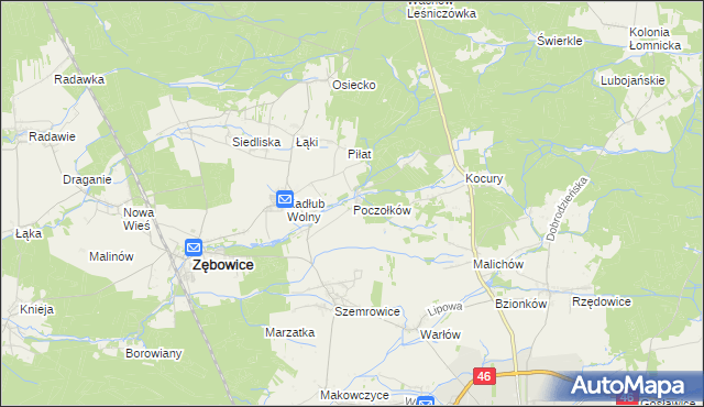 mapa Poczołków, Poczołków na mapie Targeo