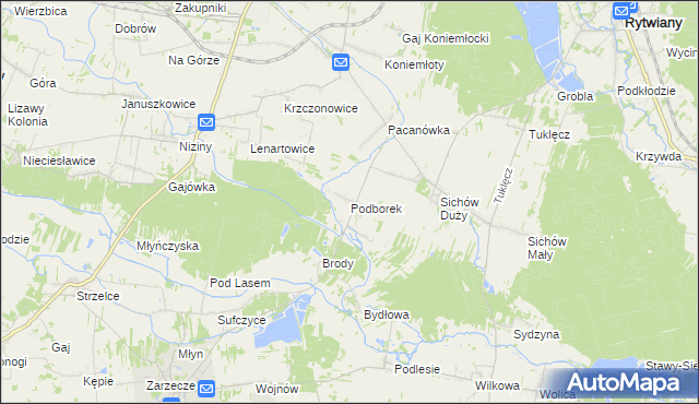 mapa Podborek gmina Rytwiany, Podborek gmina Rytwiany na mapie Targeo