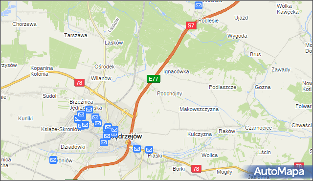 mapa Podchojny, Podchojny na mapie Targeo