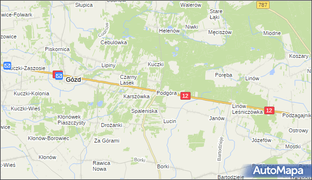 mapa Podgóra gmina Gózd, Podgóra gmina Gózd na mapie Targeo