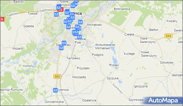mapa Podgórz gmina Brodnica, Podgórz gmina Brodnica na mapie Targeo
