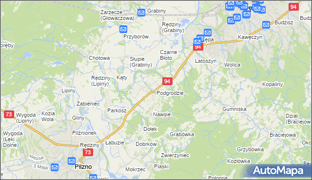 mapa Podgrodzie gmina Dębica, Podgrodzie gmina Dębica na mapie Targeo