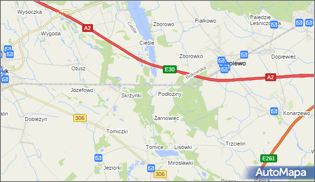 mapa Podłoziny, Podłoziny na mapie Targeo