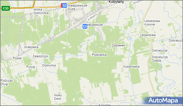 mapa Podolanka, Podolanka na mapie Targeo