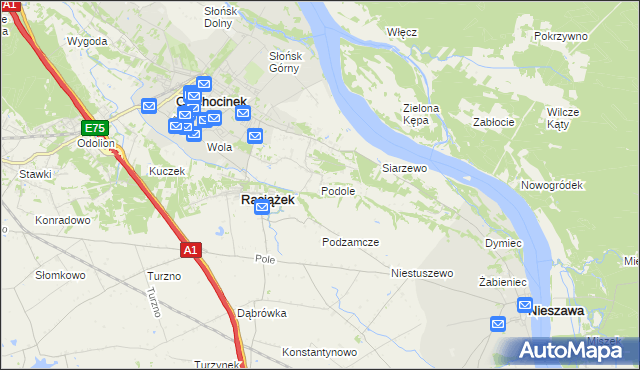 mapa Podole gmina Raciążek, Podole gmina Raciążek na mapie Targeo