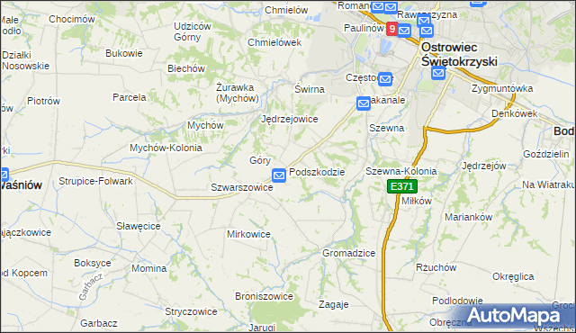 mapa Podszkodzie, Podszkodzie na mapie Targeo