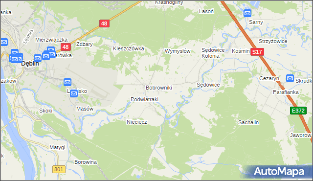 mapa Podwierzbie gmina Ryki, Podwierzbie gmina Ryki na mapie Targeo