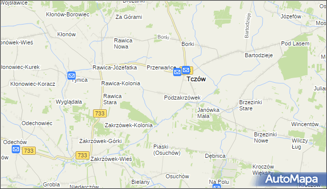 mapa Podzakrzówek, Podzakrzówek na mapie Targeo