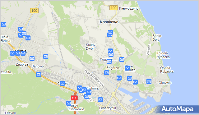 mapa Pogórze gmina Kosakowo, Pogórze gmina Kosakowo na mapie Targeo