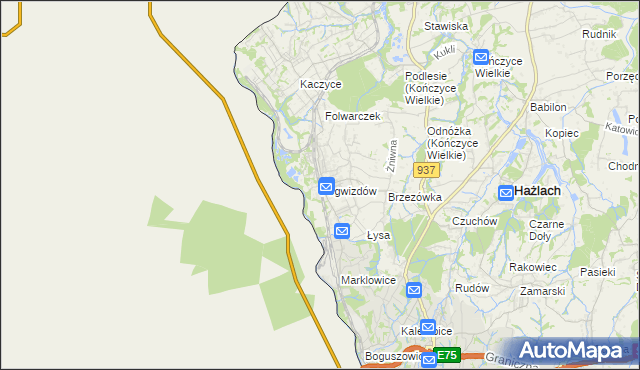 mapa Pogwizdów gmina Hażlach, Pogwizdów gmina Hażlach na mapie Targeo
