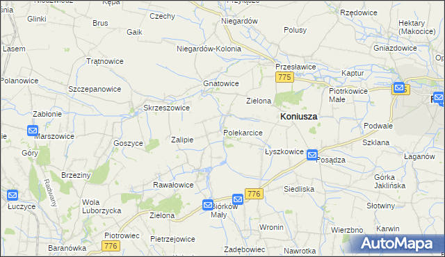 mapa Polekarcice, Polekarcice na mapie Targeo