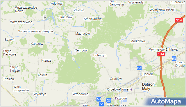 mapa Poleszyn, Poleszyn na mapie Targeo
