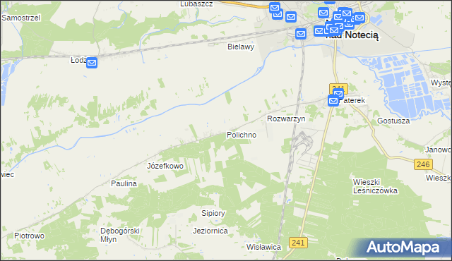 mapa Polichno gmina Nakło nad Notecią, Polichno gmina Nakło nad Notecią na mapie Targeo